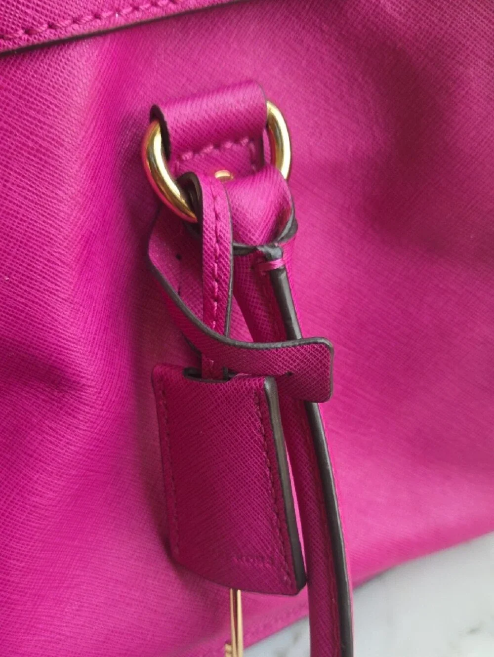 Michael Kors Hot Pink/ Purple Saffiano Leather Satchel with Gold Hardware